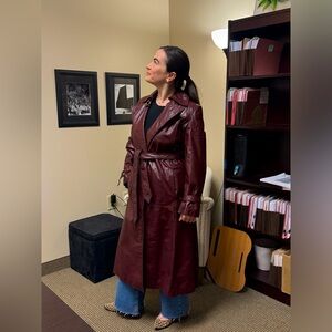 Women’s Leather Full Length Trench Coat